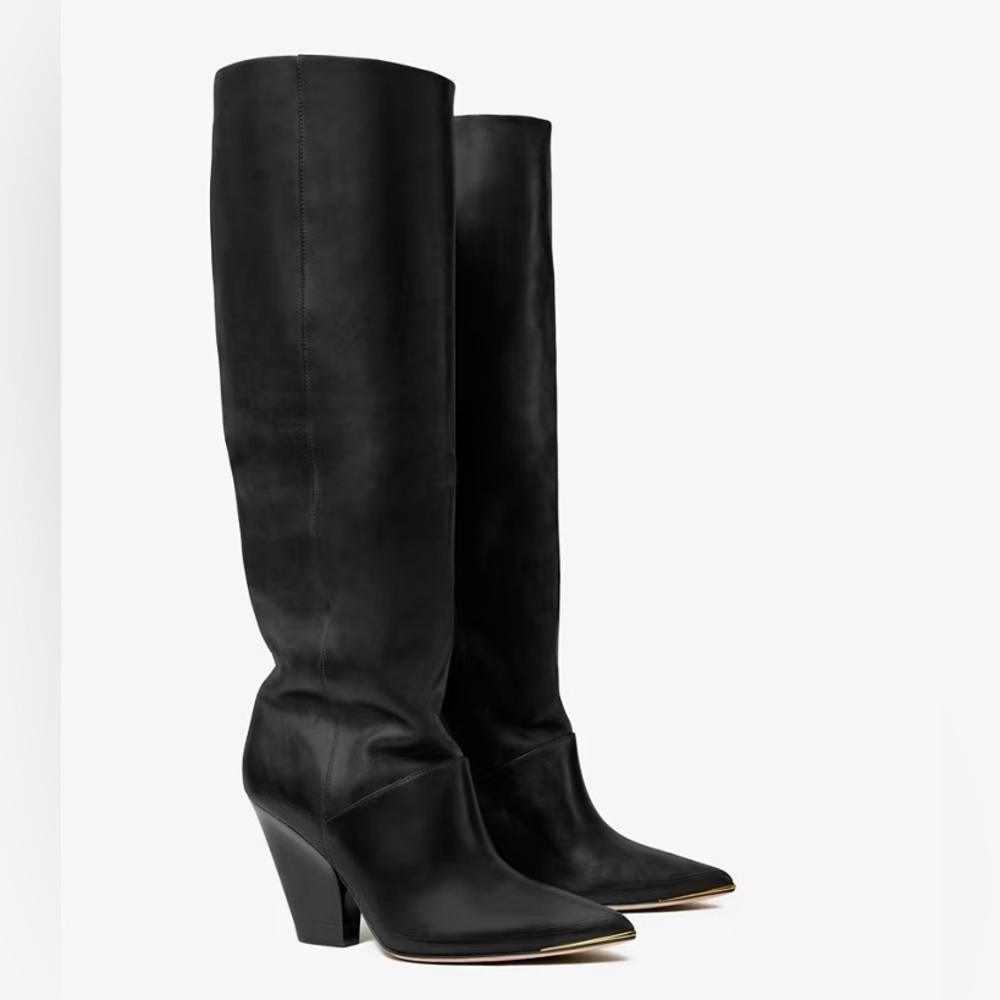 Tory Burch Gold Pointed High Boot​​​​